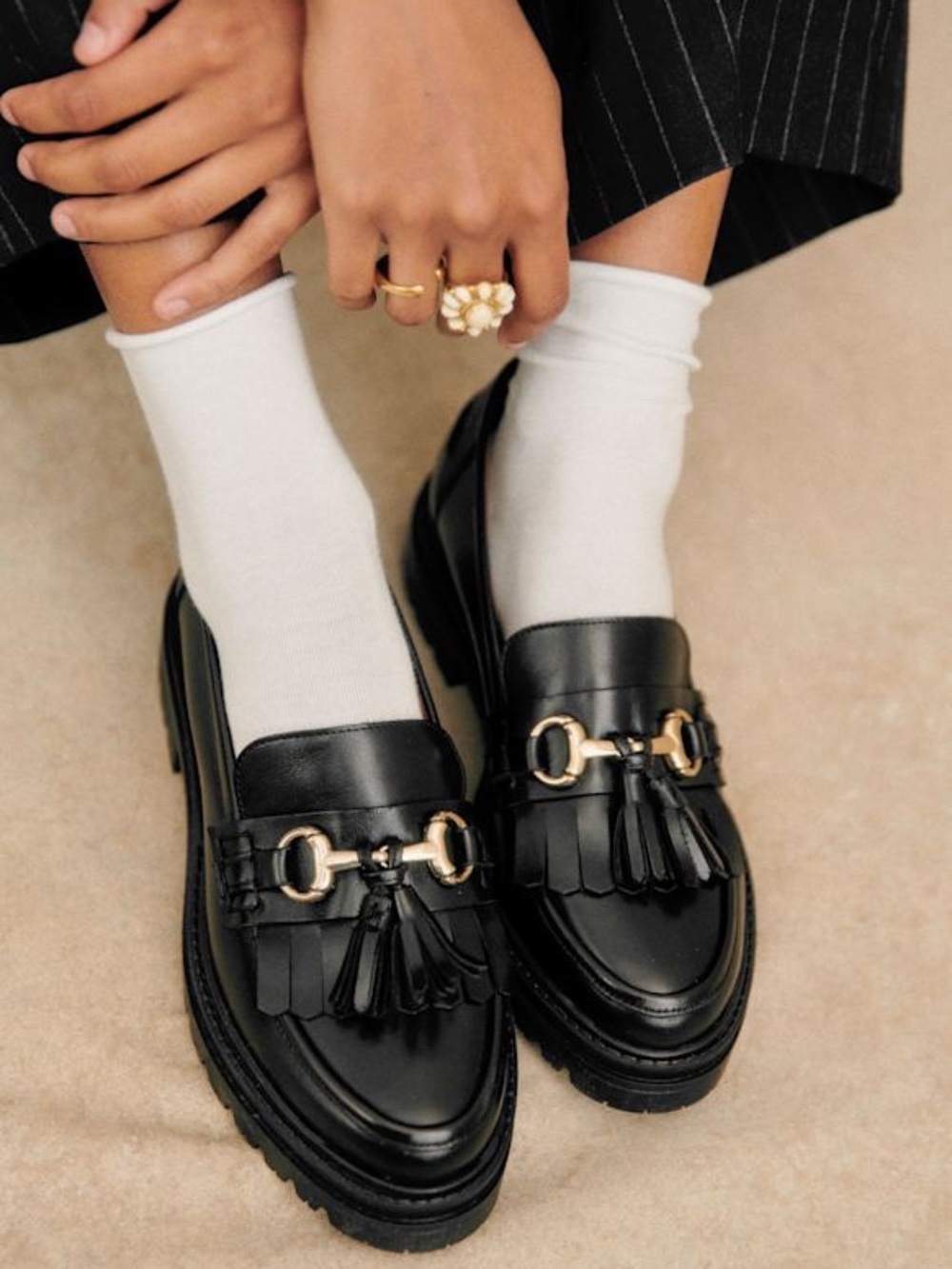 Sezane Amy Loafers in Glossy Black Sz. 38